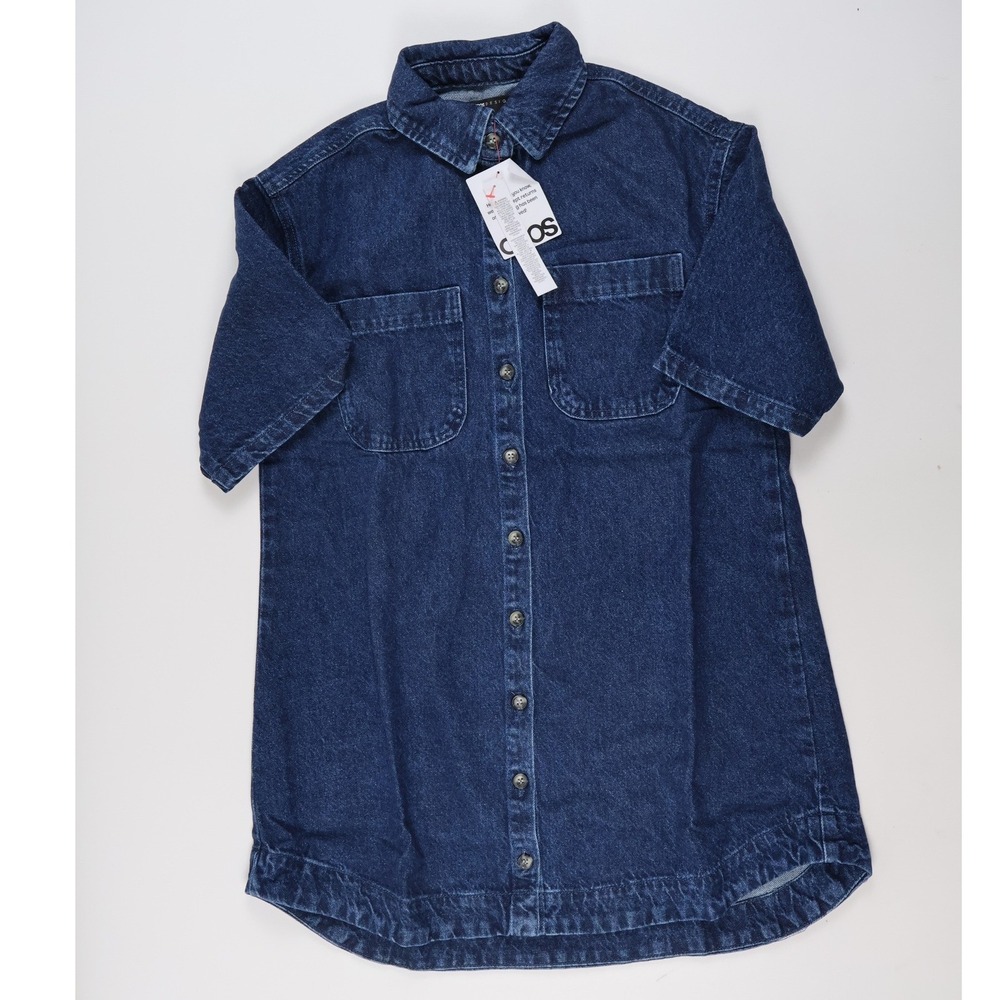 ASOS DESIGN Denim Shirt Dress Blue Solid Size 2 Heavy Denim NWT